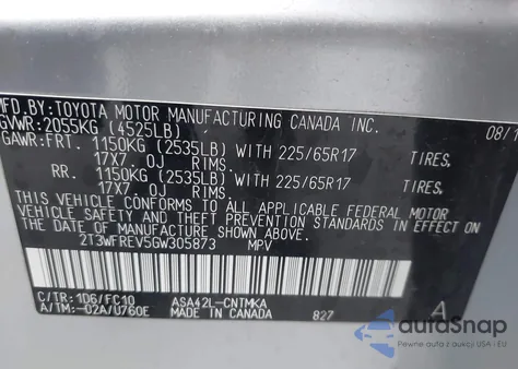 2016 Toyota Rav4 Xle z USA, uszkodzony, nr VIN 2T3WFREV5GW305873